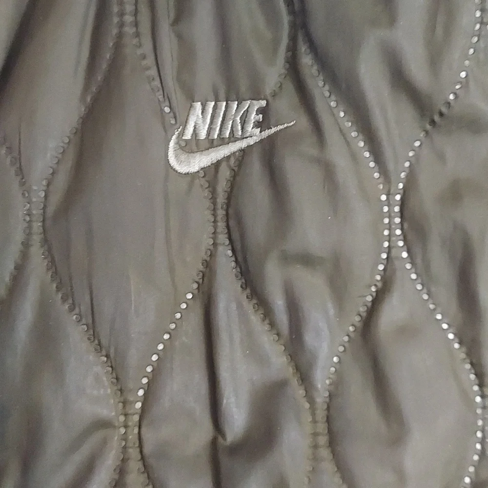 Nike Womens Olive Green Quilted Zip Up Jacket Sz M